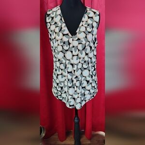 Ann Taylor Black and Cream Patterned Blouse